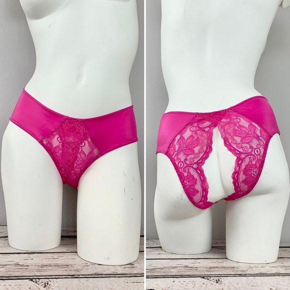 NWT Victoria’s Secret Crotchless Panty Pink Lace Silky Fairy Panties Lingerie VS - Picture 4 of 7